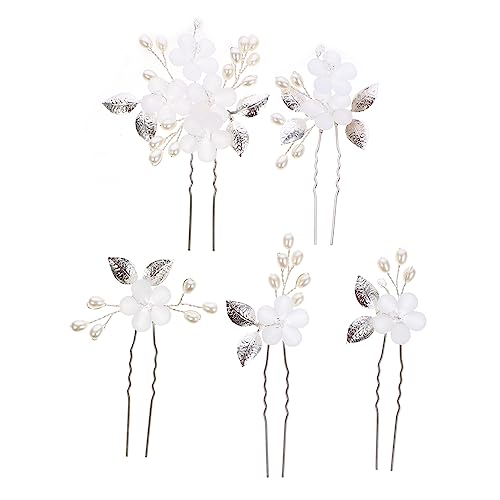 Housoutil 25 Stk Hochzeit U-förmige Haarspange Braut Blatt Hochzeitshaarspangen für Bräute Haarklammer haarschmuck Blumenkopfschmuck Kopfschmuck für Mädchen die Blumen Stift von Housoutil