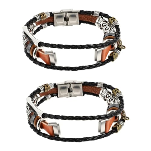 Housoutil 2St Armband tischband halloween geschenke weichnachtsgeschke handgelenk tape men bracelet herrenarmbände präsente weihnachten craft armbänder Jahrgang Gurt Perlen Fräulein Leder von Housoutil