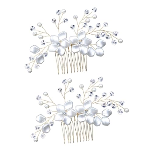 Housoutil 2st Haarkammclip Silber Haarkamm-clip Silberne Tiara Haarschmuck Aus Strass Blumenschmuck Kristallkammhaar Accessoires Für Weiße Haare Haarschmuck Aus Perlen Braut Zubehör Hochzeit von Housoutil