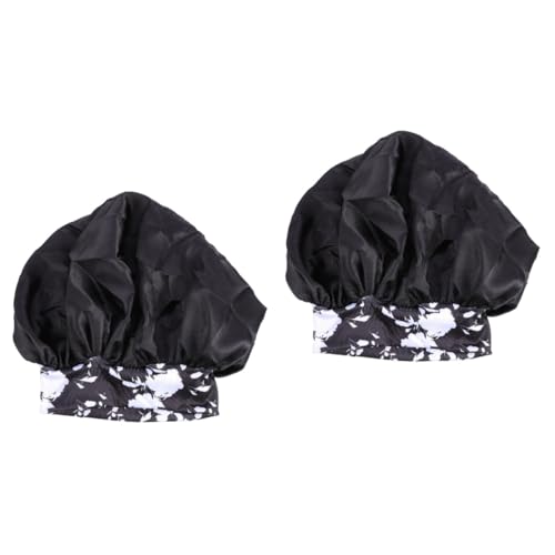 2St Duschhaube aus Satin jalapenos eingelegt curly mode Beauty caps schirmmützen haar pflege hair jewellery night cap schön Böhmen Haarring Stirnband Nachtmütze Damen Hut Polyester von Housoutil