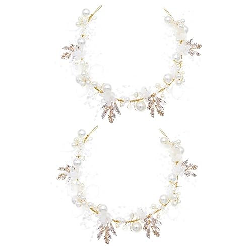 Housoutil 2St Perle und Diamant-Stirnband Hochzeits-Strass-Stirnband brautperle haarband Haargummi Tiara Haarschmuck für die Hochzeit braut blumen haarband Blumenmädchen von Housoutil