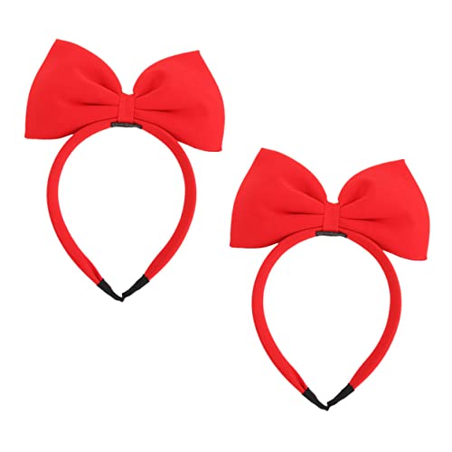 Housoutil 2st Schleife Stirnband Stirnbänder Für Kinder Elastische Stirnbänder Für Mädchen Bowknot-stirnband Für Kleine Mädchen Weihnachtsstrumpffüller Frauen Cosplay Stoff Rot Krawatte Haar von Housoutil