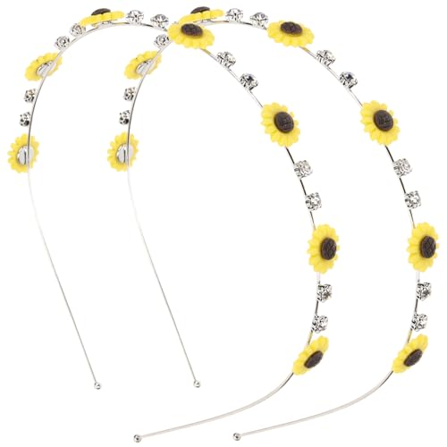 Housoutil 2St Sonnenblumen-Stirnband Haartopper Sonnenblumenkrone Tiara Haargummi Sonnenblumen-Haarband frauen kopfschmuck Metall Kopfbedeckung Kapsel Haarschmuck Damen von Housoutil