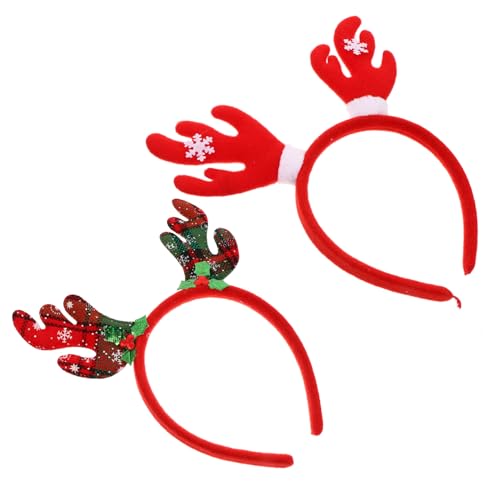 Housoutil 2St Weihnachtsgeweih Stirnband Hirschgeweih Haarband Stirnband aus Hirschhorn haarschmuck Haargummi Weihnachtsstirnband Kinder Haarreifen Mädchen Kopfbedeckung rot von Housoutil