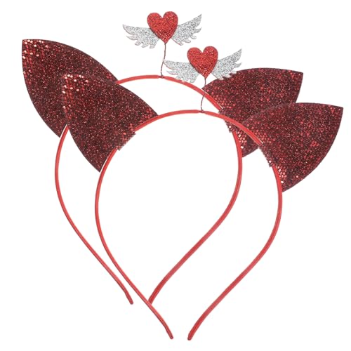 Housoutil 2St valentinstag stirnband Tier-Stirnbänder tierische stirnbänder geschenkideen zum valentinstag geschenkideen valentinstag Haargummis Haarband Valentine Stirnband Hochzeit von Housoutil