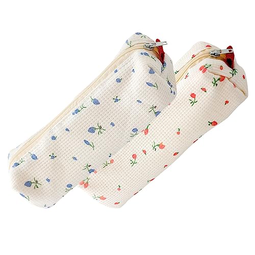 Housoutil 2Stücke Bleistiftbeutel Blumenmuster Organizer für Schulmaterialien und Kosmetik Stiftetui für Leicht Handlich von Housoutil