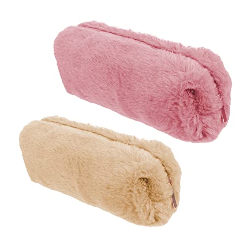 Housoutil 2Stücke Große Kapazität Stiftetasche aus Plüsch für Flauschiges Federmäppchen und Perfekter Schreibtisch Organizer für Schulsachen und Schreibwaren Leicht von Housoutil