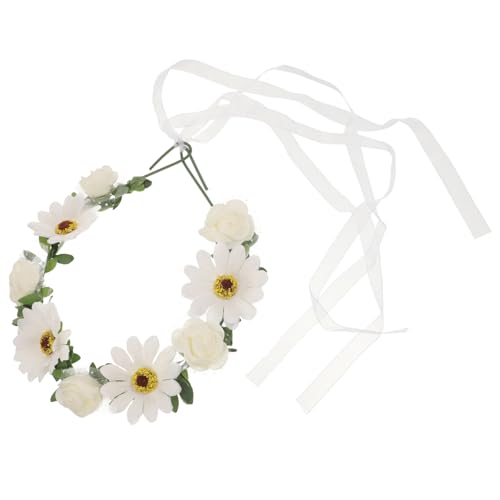 Housoutil 2st Braut Hochzeit Stirnband Haarschmuck Zum Flechten Haarschmuck Für Die Braut Nagelringe Haarschmuck Für Kinder Haarkranz Tiara Blumen Weiß Zubehör Urlaub von Housoutil