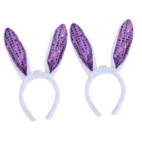 Housoutil 2st Damen Stirnbänder Led-hasenohren Für Erwachsene Einhorn-ohr-stirnband Kostüme Für Erwachsene Ausgestopfter Hase Aus Plüsch Ohr Stirnband Osterhase Kleid Fräulein Bilden Violett von Housoutil