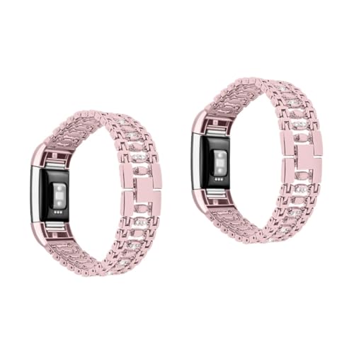 Housoutil 2St Armband Smartwatch-Band Charge 2 Uhr Herrenbands für Frauen Uhrengehäuse für Herren Damenuhren ersatzband ansehen Uhrenzubehör aus Strass Anschauen Gurt Diamant Fräulein Rosa von Housoutil