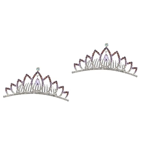 Housoutil 2st Farbige Strasskrone Hochzeitsperle Seitenkamm Hochzeit Tiara Kamm Prinzessin Kristallhaarkamm Mädchen Strass Hochzeitskamm Strass Haar Seitenkamm Legierung Mode Braut Schmuck von Housoutil