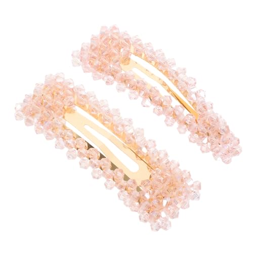 Housoutil 2st Kristall-haarspange Für Damen Haarspangen Kawaii Haarschmuck Druckknöpfe Für Mädchen Haarnadel Für Mädchen Kleine Clips Für Haare Perlen-haarspange Wild Fräulein Zubehör Metall von Housoutil