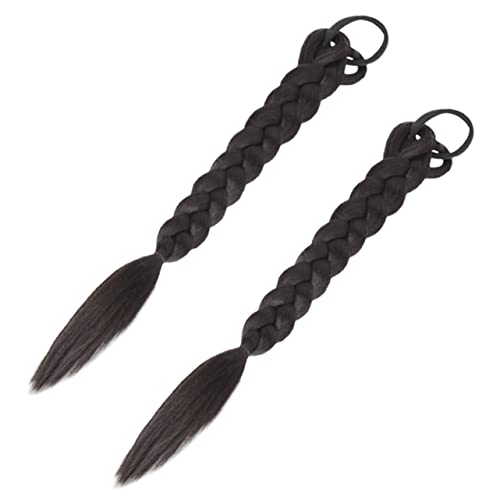 Housoutil 2St Perücke Zopf halloween perücke perücken für halloween haarband Haarverlängerung faschings perücken blackh Doppelter Schwanz Pferdeschwanz heißes Mädchen Hochtemperaturdraht von Housoutil