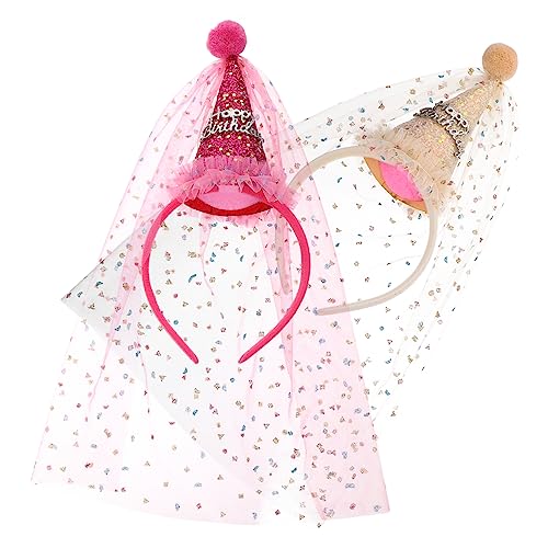 Housoutil Haarschmuck 2st Stirnband Für Kinder Haarband Aus Gaze Kegel Hut Stirnbänder Haarreifen Halloween-party-stirnband Baby-prinzessin Tiara Mädchen Gittergewebe Konische Kappe Krone von Housoutil