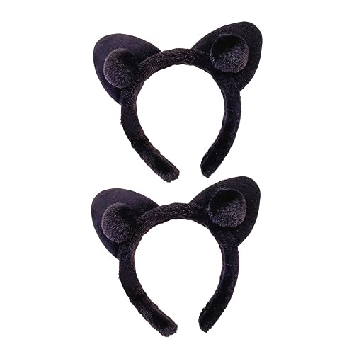 Housoutil 2st Stirnband Mit Katzenohren Kinder Haargummis Spa-stirnband Maskerade-kaninchen-kopfbedeckung Spa-haarband Katzenohren Haarreifen Haarschmuck Abschlussball Mädchen Plüsch Zubehör von Housoutil