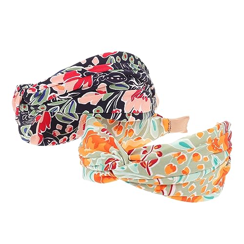 2St Stirnband Haarbänder haarband Haar-Accessoires für Partys turban nijab Chiffon-Kreuzstirnbänder Haarschmuck für Mädchen bilden schmücken Ausgabekarte Kopfbedeckung f518 Plastik von Housoutil