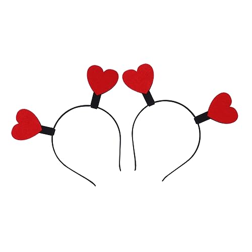 Housoutil 2st Valentinstag Stirnband Haarbänder Haarband in Herzform Frauen Stirnband Valentinstag Haare Hochzeit Kopfschmuck Hochzeit Stirnband Mode-stirnband Liebe Vlies Damen Requisiten von Housoutil