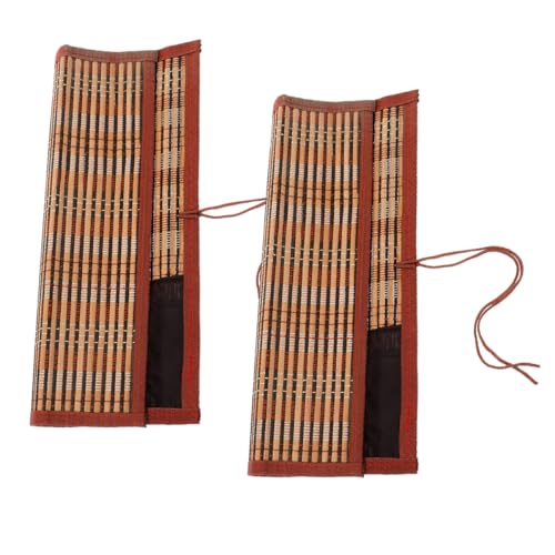 Housoutil 2stücke Aquarellpinselhalter Aus Bambus Pinselrolle Als Künstlerpinsel-Organizer Roll-up-stifteetui Für Chinesische Pinsel Bambus-Marker-Organizer Mit Aufrollmechanismus von Housoutil