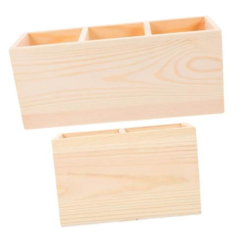 Housoutil 2stücke Holz Stiftehalter Mit Trennwänden Für Marker Make-up-Pinsel Organizer Aus Kiefernholz Für Schreibtisch Büro Zuhause Mit Mehreren Fächern Für Effektive Aufbewahrung von Housoutil