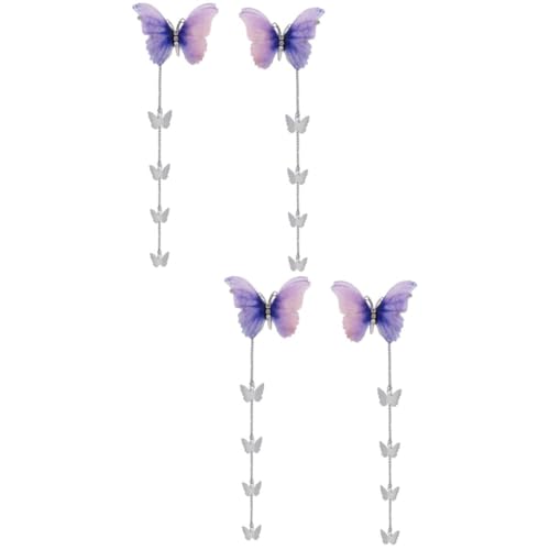 Housoutil 3 Paare Seitenclip Mit Schmetterlingsquaste Braut Kopfschmuck Mini-clips Für Haare Haarschmuck Für Frauen Schnappen Legierung Schmücken Violett Mädchen Dreidimensional von Housoutil