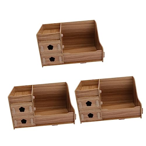 Housoutil 3 Stk Aufbewahrungsbox Aus Holz Schubladenbehälter Make-up-organizer Für Den Schreibtisch Organizer Für Kosmetikschubladen Desktop-schublade Container Koreanische Version 215b von Housoutil