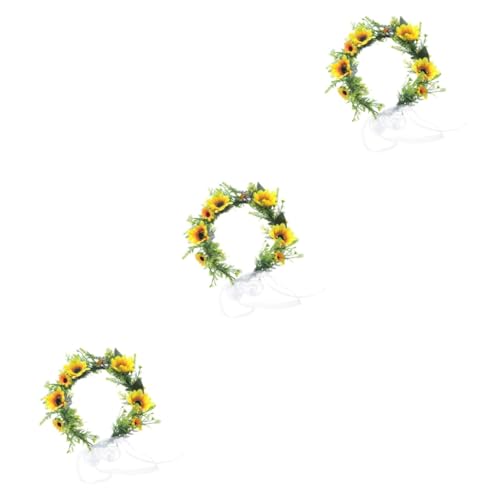 Housoutil 3 Stück Braut Kinder Stirnband Sonnenblumenkranz Fräulein Kleidung Hochzeit von Housoutil