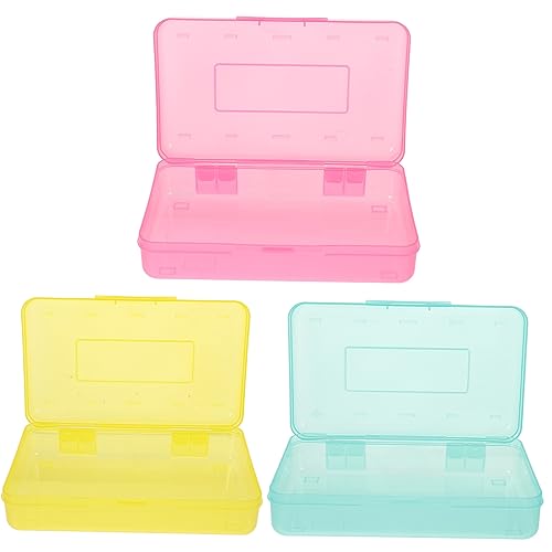 Housoutil 3stücke Kunststoff Bleistiftbox Mit Deckel Stiftetui Für Schüler Schreibwarenbehälter Mit Großem Fassungsvermögen Für Stifte Bleistifte Und Kleinteile von Housoutil