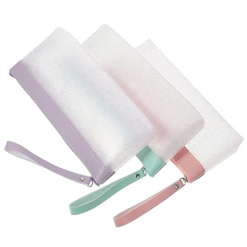 Housoutil 3 Stück Großes Transparentes Federmäppchen Mehrzweck Organizer für Stifte Bleistifte Kosmetik und Schulbedarf Langlebig Waschbar Praktischem Reißverschluss für Studenten von Housoutil