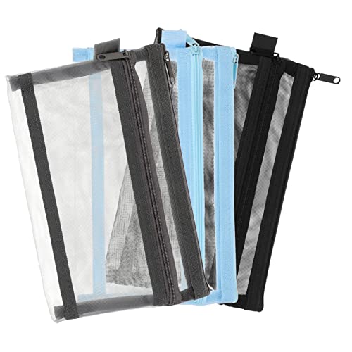 Housoutil 3 Stück Tasche aus Nylonnetz Schreibwarentasche Mesh-Stifttasche aufbewahrungssack Storage Pockets kosmetikbeutel Stift Lagerung reisebox Mehrzweckstiftbeutel Studenten-Stifttasche von Housoutil