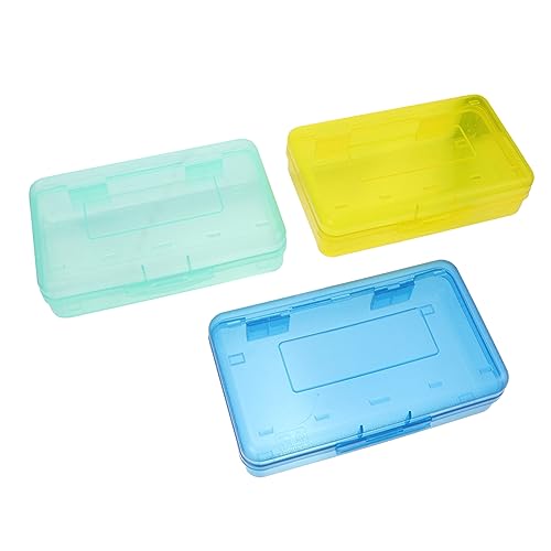 Housoutil 3 Stück Transparente Stifttasche Multifunktionale Aufbewahrungsbox für Schulbedarf Stifte und Schreibwaren für Schüler und Bürobedarf Zufällige Farbe von Housoutil