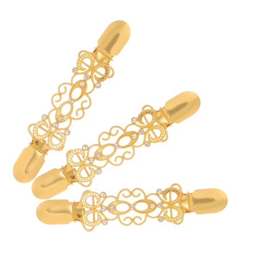 Housoutil 3 Stücke Teiliges Cardigan Clips mit Strahlenden Zirkonbesatz Eleganter Legierungs Schalverschluss zur Pulloverform Erhaltung Einfache Befestigung für Damen Kleider und Hemden von Housoutil