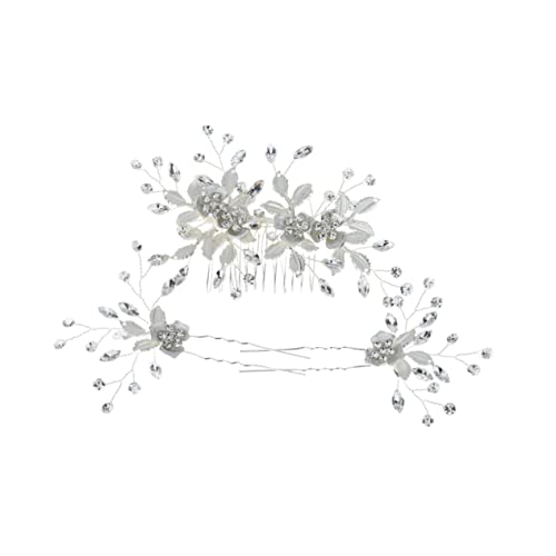 Housoutil 3-Teiliges Set haarschmuck Haarspangen Haarklammer Tiara Haarnadel Kopfschmuck für die Braut Brauthaarkamm Hochzeit Kopfbedeckung Zubehör von Housoutil