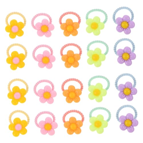 Housoutil 30st Blumengummiband Für Kinder Haarseil Osterkorbfüller Pferdeschwanzhalter Für Kleinkinder Gummibänder Für Haare Haarspange Haarring Harz Baby Die Blumen Pack von Housoutil