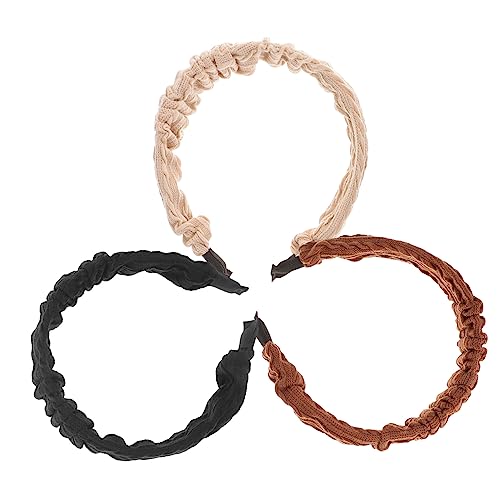 Housoutil 3St Falten Stirnband Stirnband haarband hair-band kapuzenpullover rollenspiel haaraccessoires caramel stutzenhalter headband sport Mädchen Perücke Satin Schal Damen schmücken Stoff von Housoutil