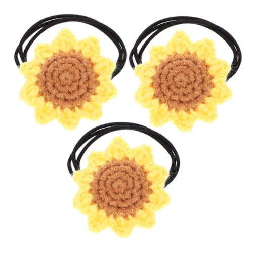 3st Haarschmuck Haargummis Für Kleinkinder Haargummi Mit Blumenmuster Sonnenblumen-haargummis Für Mädchen Sonnenblumen-pferdeschwanzhalter Haarring Niedlich Fräulein Baumwolle von Housoutil