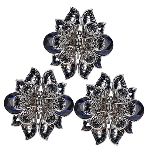 Housoutil 3st Haarspange Aus Metallkristall Make-up Haarnadel Hohle Haarnadel Vintage Haarkralle Haarspange Für Frauen Krallenclips Aus Strass Mini Stiefmütterchen Zinklegierung Fräulein von Housoutil