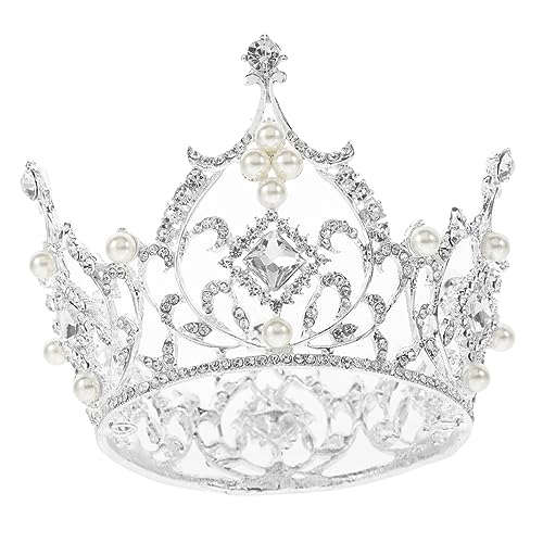 Housoutil 3St Krone für Frauen Brautkrone Kristallprinzessin große Duschmatte Strass-Stirnbänder Braut- Tiara Hochzeitshaar barocke Krone Luxuskrone Hochzeitskleid Kopfbedeckung Zubehör Weiß von Housoutil