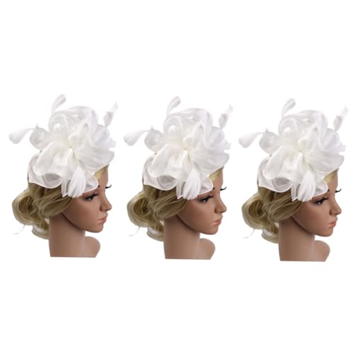 Housoutil 3St Tea-Party-Kostüm-Stirnband stylische stirnbänder für damen Kappen Haarband Haar Accessoires Stirnband für Hochzeit Hut Blumendekoration Kleidung Braut von Housoutil