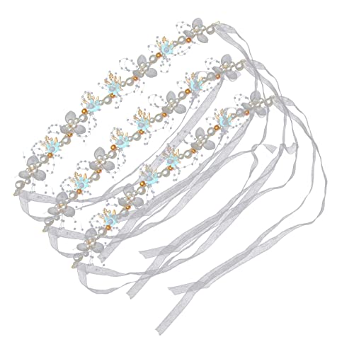 Housoutil 3st Haarschmuck Für Die Hochzeit Haarschmuck Mit Band Brötchenhalter-clip Haarschmuck Für Frauen Haarpflegezubehör Kristall-stirnband Für Mädchen Braut Blütenkopf Blatt von Housoutil