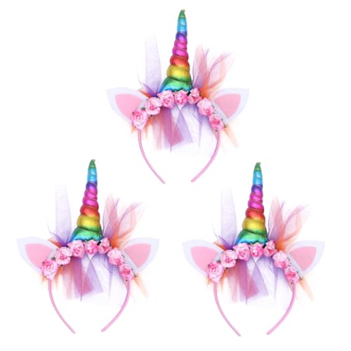 Housoutil 3St kinder haarschmuck kinder weihnachtsdeko kindergeburtstags dekoration kindergeschenk einhorn haarband Einhorn-Stirnband für Kinder die Blumen Kopfbedeckung von Housoutil