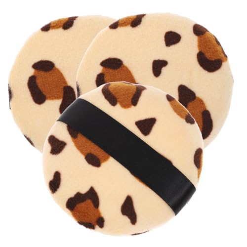 Housoutil 3st Runder Puff Mit Leopardenmuster Damen Puderquasten Grundierungsmixer Mineralische Puderquaste Gesichts-make-up-puff Make-up-pads Beflocktes Tuch Fräulein Fixierpulver Körper von Housoutil