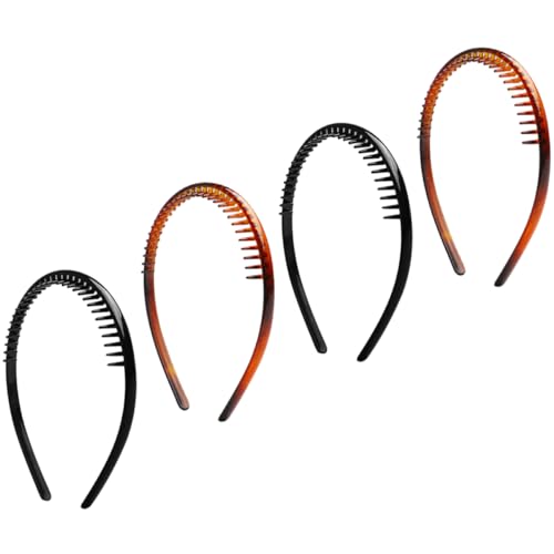 Housoutil 4 Stück Anti-Rutsch-Zahnrad-Stirnband pieces stirnband slico hair ties aufnäher fussball fashion partytröten einkaufsplaner haarklammern Mode Kopfbedeckung Haarschmuck Damen Harz von Housoutil