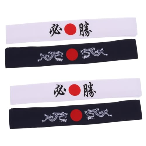 Housoutil 4 Stück Bushido-stirnband Wendestirnband Fitness-haarbänder Sushi-koch-bandana-krawatte Sport-stirnbänder Für Männer Kinderkostüme Drucken Fräulein Baumwolle Japan von Housoutil