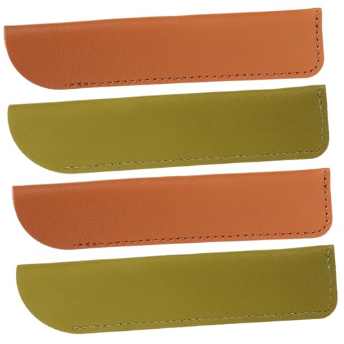 Housoutil 4 Stück Etui Ärmel Stifthaltertasche Blau sehen schlank Inhaber ledermäppchen für stifte Stift aufbewahrung rechenmäppchen stifttasche Pencil case Federtaschen aus Leder Stifthülle von Housoutil