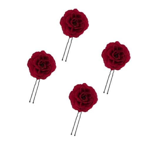 Housoutil 4 Stück Haarnadel Haarknotenstäbchen Braut-pin Brautaccessoires Chinesischer Haarschmuck Frauen Kopfbedeckung Haarspangen Stoff Stift Fräulein Hochzeit Rot von Housoutil