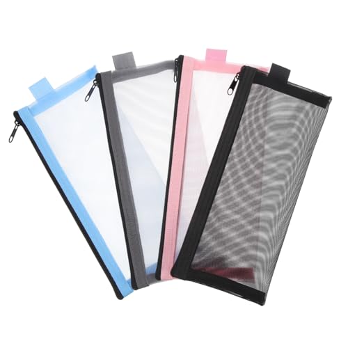 Housoutil 4 Stück Netz transparentes Federmäppchen Taschen Federmäppchen Masse Maschenstiftbeutel Lagerung Storage Pockets Storage Bags kleine Bleistifttasche Kleine Bleistiftbeutel Nylon von Housoutil