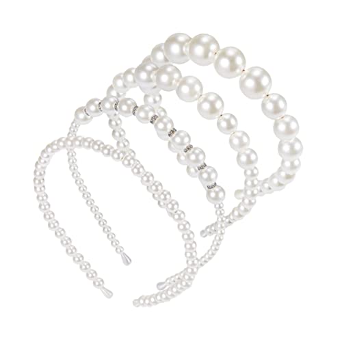 Housoutil 4 Stück Perlen Stirnband Set Perlenstirnbänder Für Mädchen Stirnbänder Für Frauen Haarschmuck Für Frauen Hochzeit Perlenstirnband Imitationsperlen Fräulein Weiß Cosplay Kombination von Housoutil