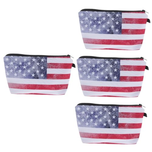 Housoutil 4 Stück Polyester Federmäppchen mit Amerikanischer Flagge Kompakte Kosmetiktasche und Kulturtasche Vielseitiger Organizer für Stifte Make Up und Schreibwaren Langlebig und von Housoutil