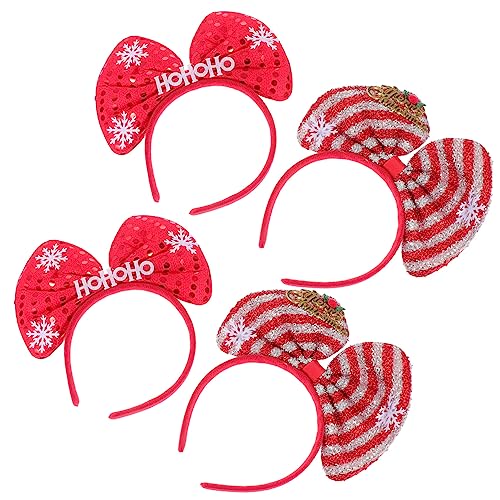 Housoutil 4 Stück Schleife Stirnband Aschenbecher für den Außenbereich rote Haaraccessoires für Frauen weihnachts haarreif haarband weihnachten Tiara kostüm schöne weihnachtsstirnbänder Kind von Housoutil