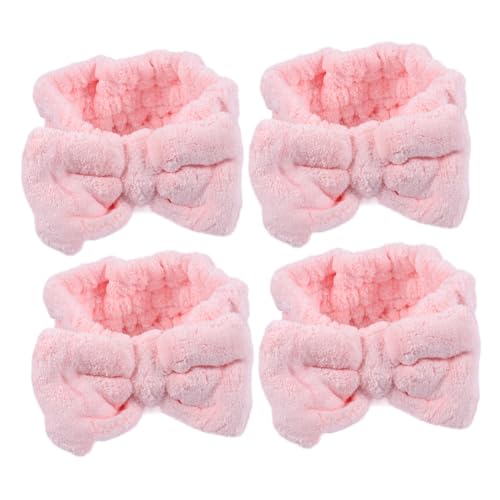 4 Stück Stirnband aus korallenrotem Fleece Stirnband zum Waschen von Gesicht Make- up- Haar- Reifen stirnband schminken make up stirnband Europäisch und amerikanisch Kopfbedeckung von Housoutil